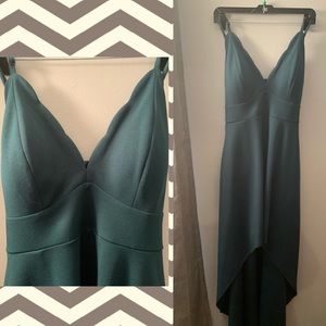 David’s Bridal High to low dress with pockets.